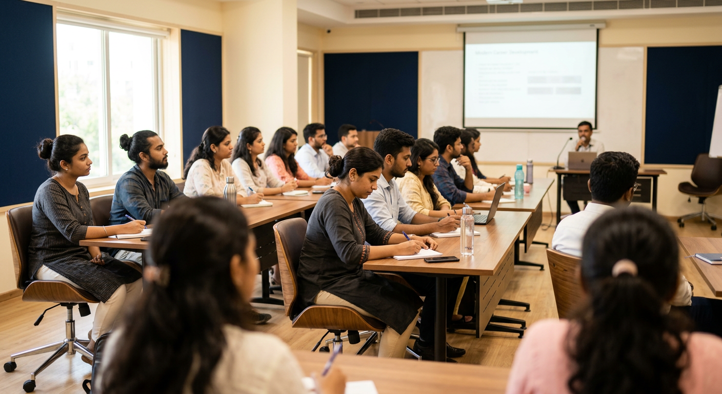 Participants attending a CareerNova-style career development workshop